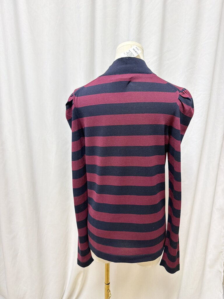 Burberry Navy Striped Puff Sleeve Top