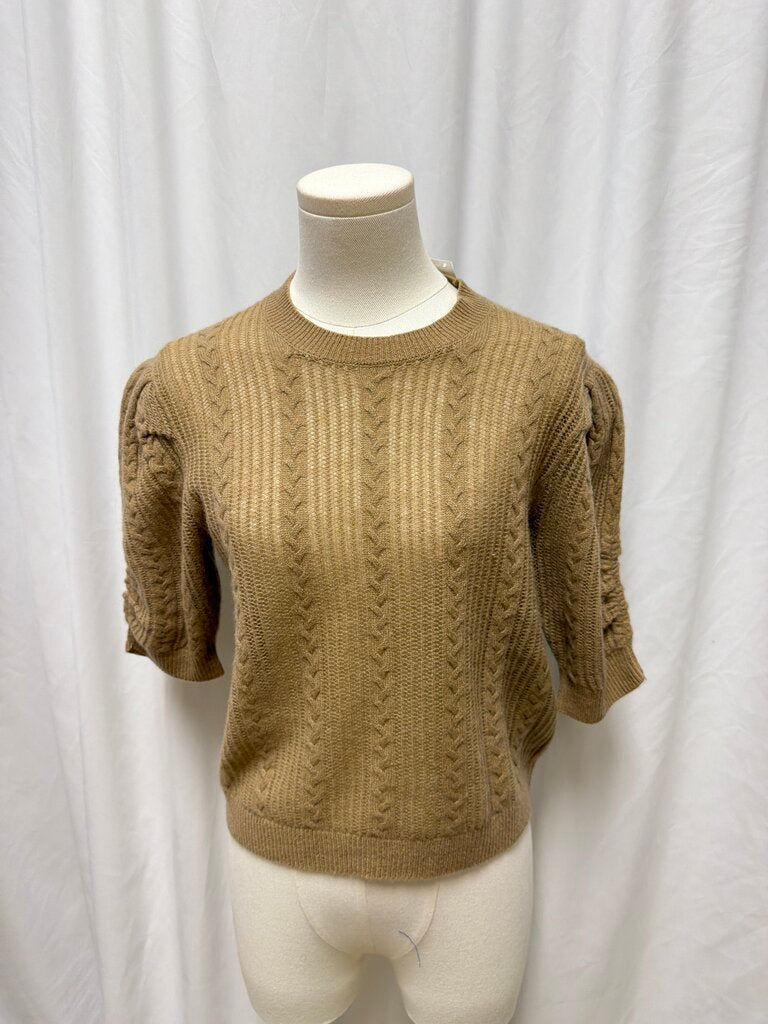 Frame Camel Cashmere Cable Short Sleeve