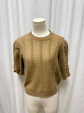 Frame Camel Cashmere Cable Short Sleeve