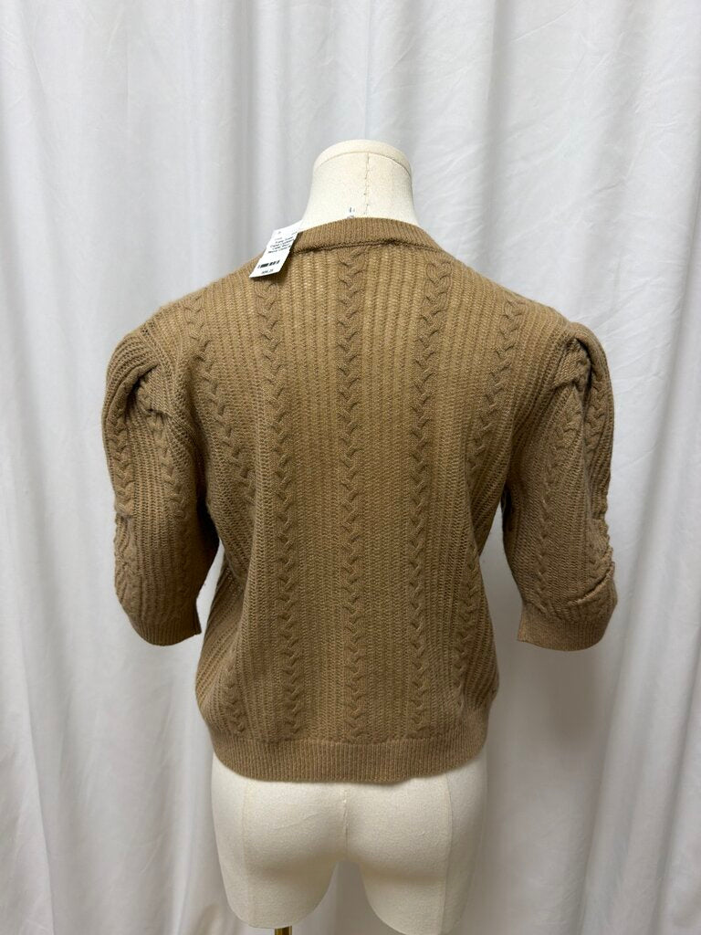 Frame Camel Cashmere Cable Short Sleeve