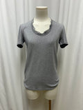 Brunello Cucinelli Grey Cashmere Short Sleeve Ribbed Top