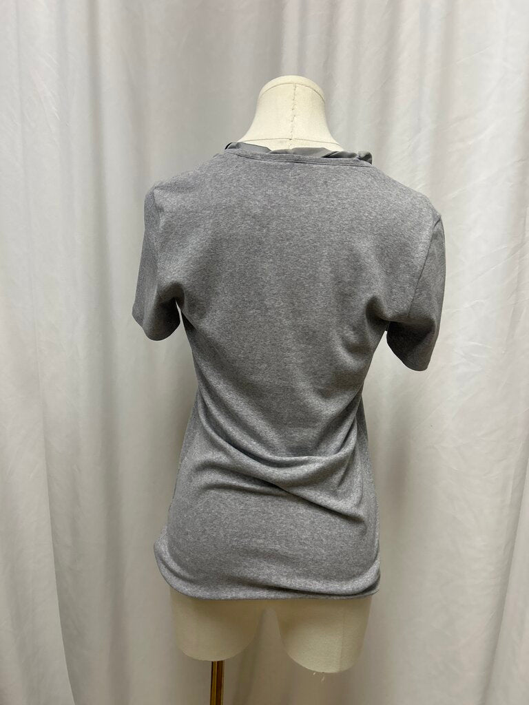 Brunello Cucinelli Grey Cashmere Short Sleeve Ribbed Top