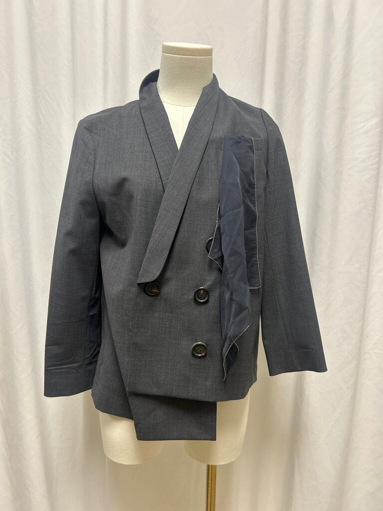 Brunello Cucinelli Virgin Wool Double Breasted Blazer w/ Detachable Pocket Handkerchief