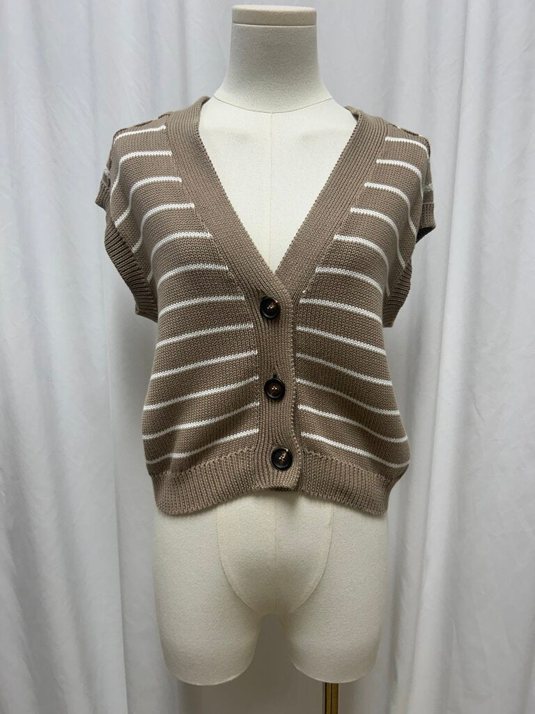 Brunello Cucinelli Brown Striped V-Neck Sweater Vest