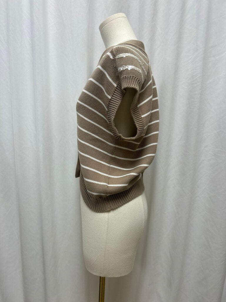 Brunello Cucinelli Brown Striped V-Neck Sweater Vest