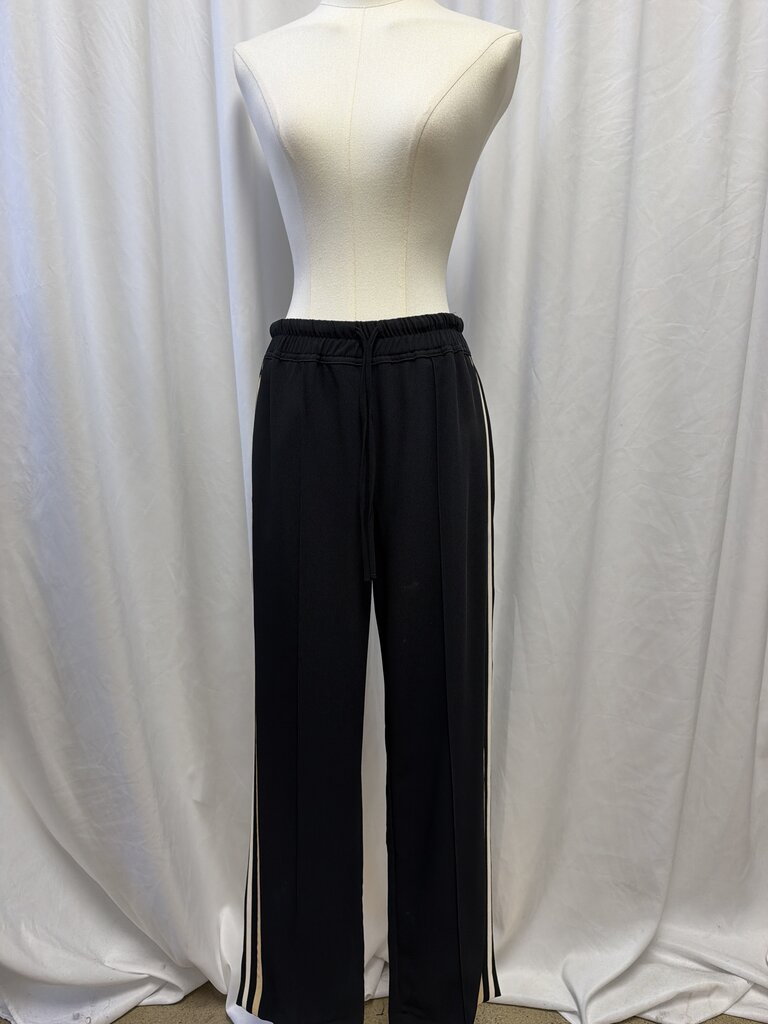 Reiss Black Drawstring Pant w/Side Stripes