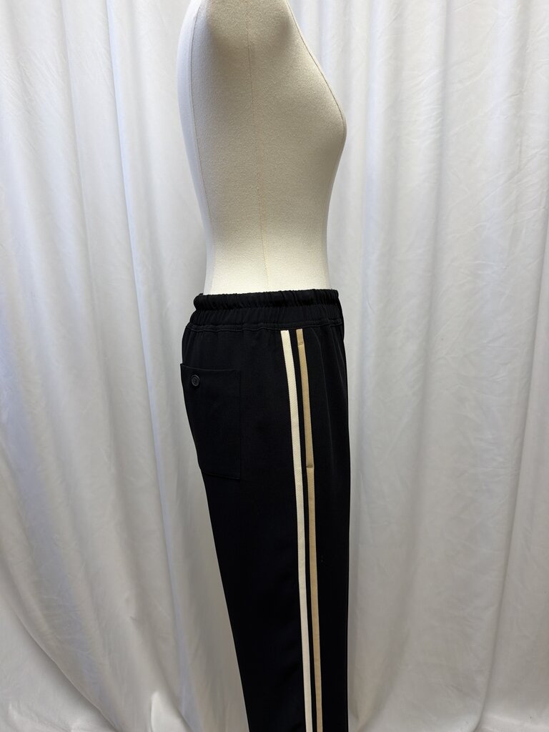 Reiss Black Drawstring Pant w/Side Stripes