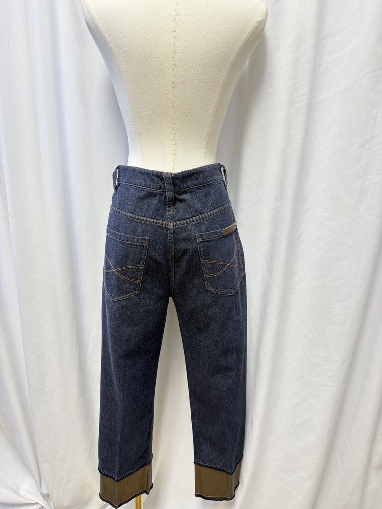Brunello Cucinelli Dark Wash Jeans w/Metallic Trim
