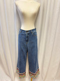 Alice + Olivia Wide Leg High Rise Embroidered Jeans