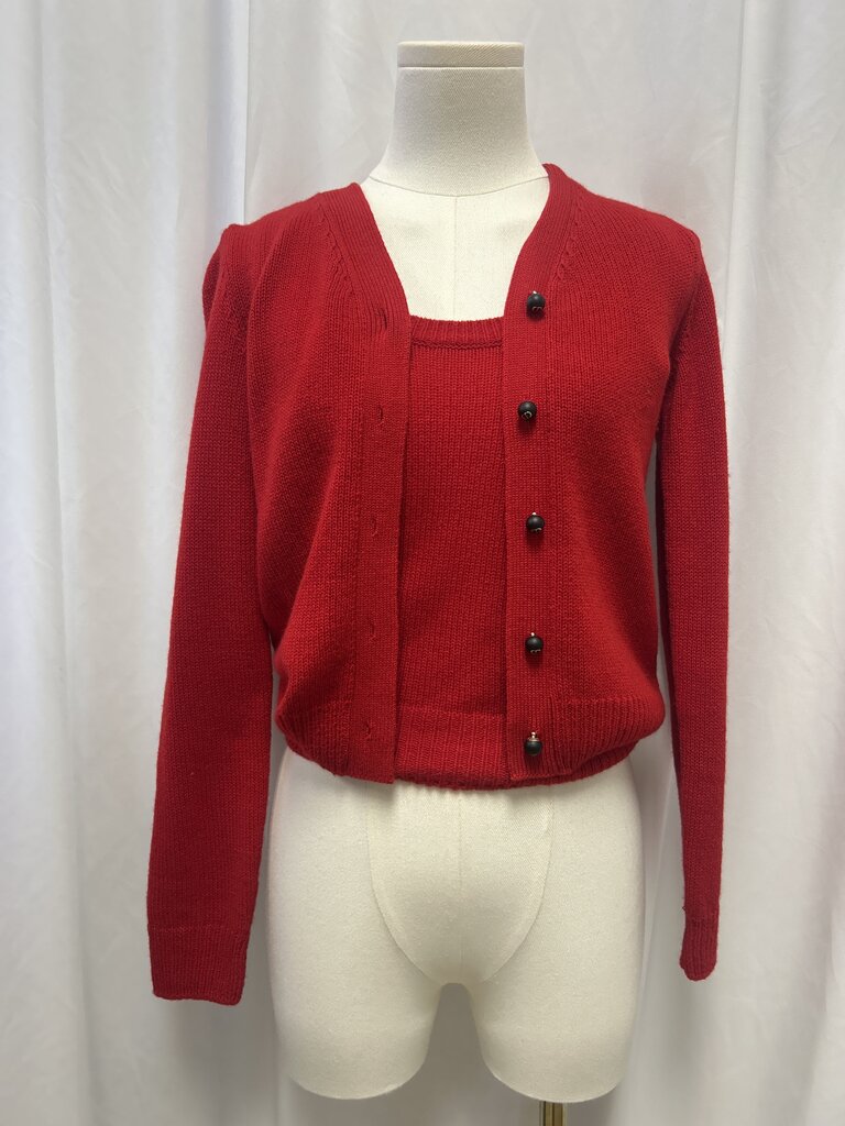 Christian Dior Red Cashmere Classic Twinset