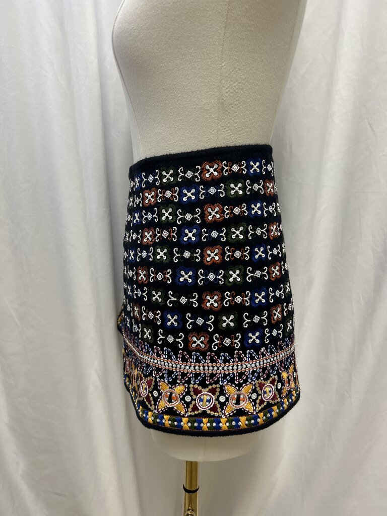 Oscar de la Renta Black Beaded Mini Skirt