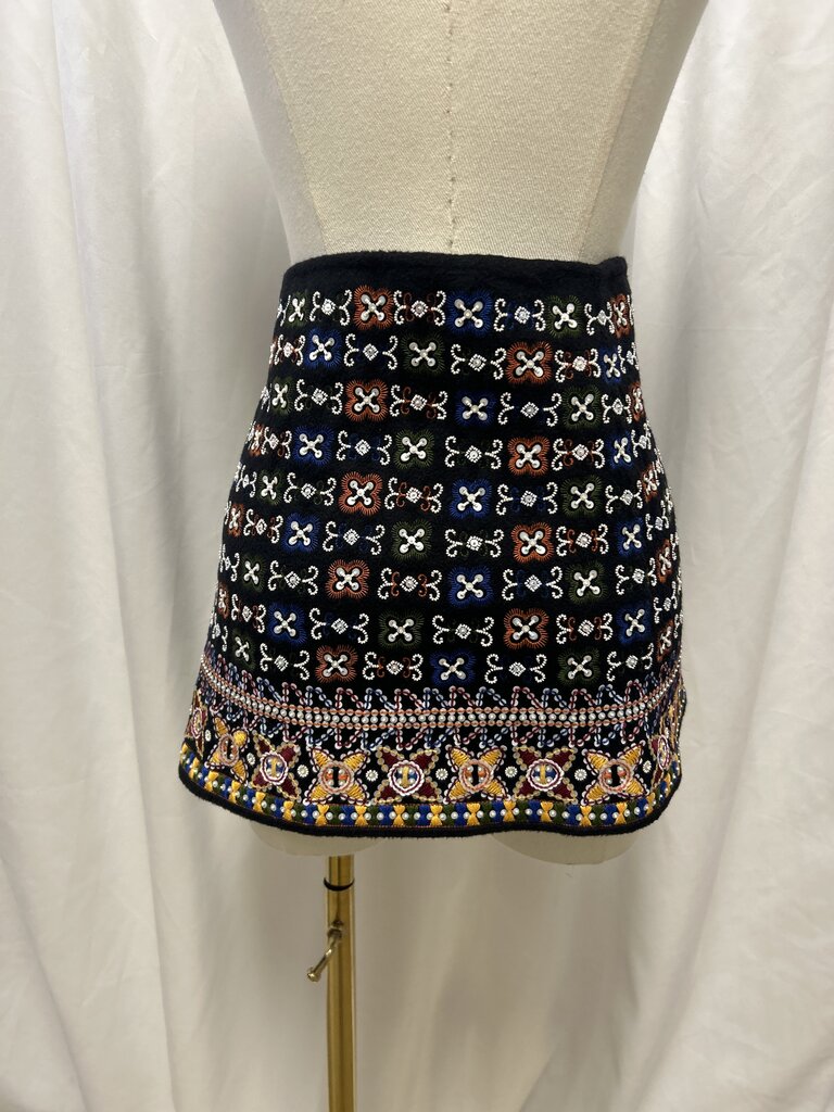Oscar de la Renta Black Beaded Mini Skirt