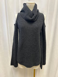 Ellie Tahari Charcoal Cold Shoulder Cowl Neck Sweater
