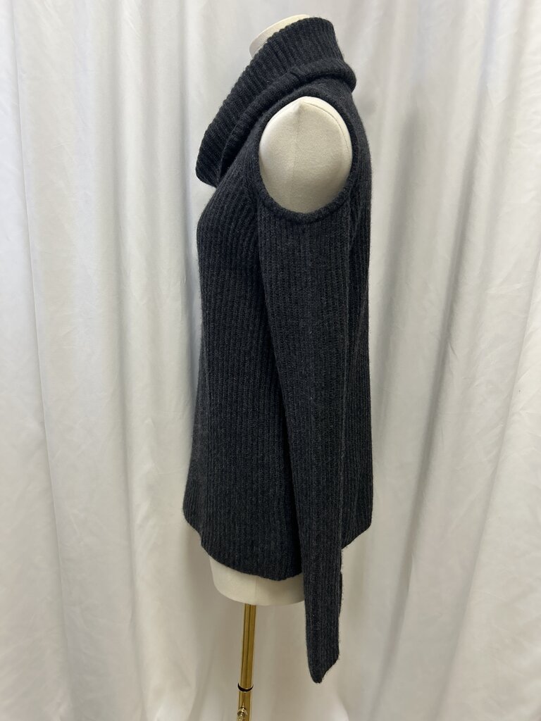 Ellie Tahari Charcoal Cold Shoulder Cowl Neck Sweater