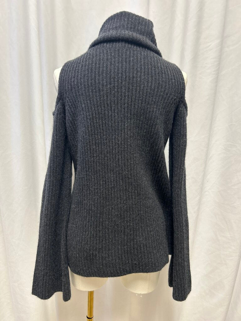 Ellie Tahari Charcoal Cold Shoulder Cowl Neck Sweater