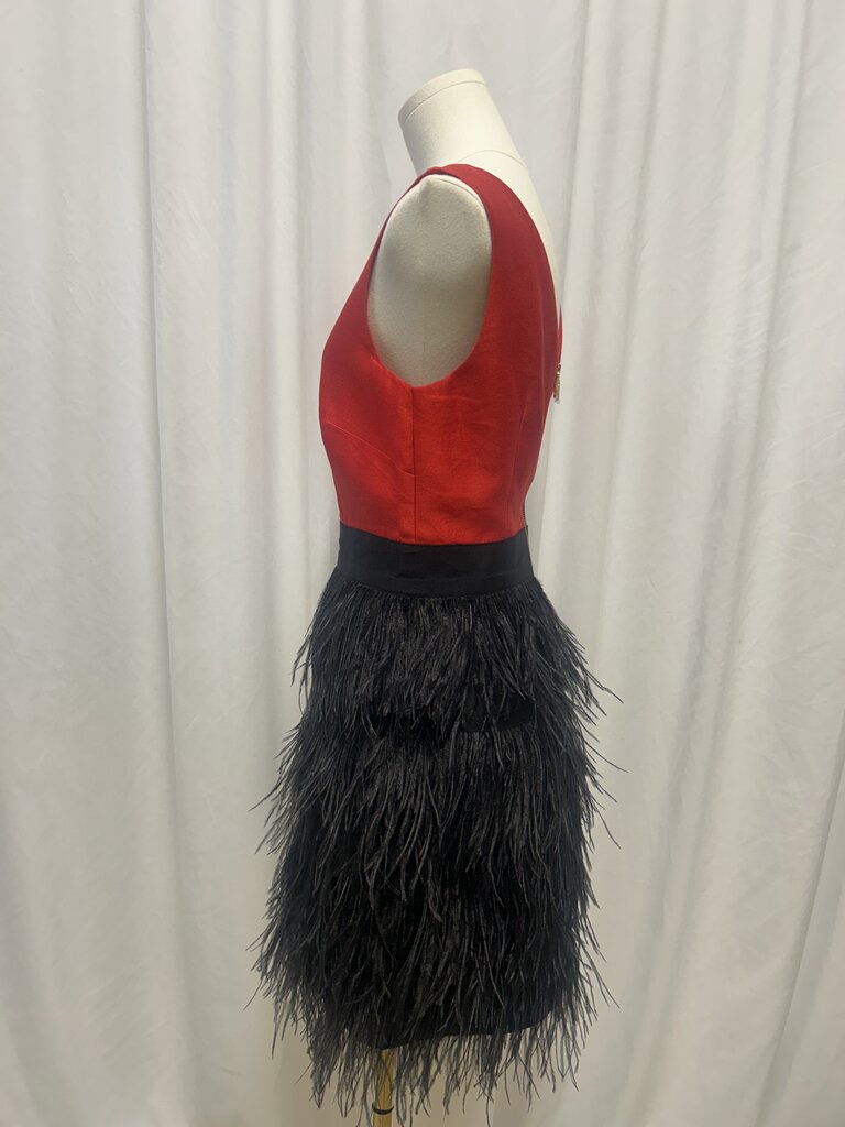 Sail to Sable Red/Black Fringe Sleeveless Dress