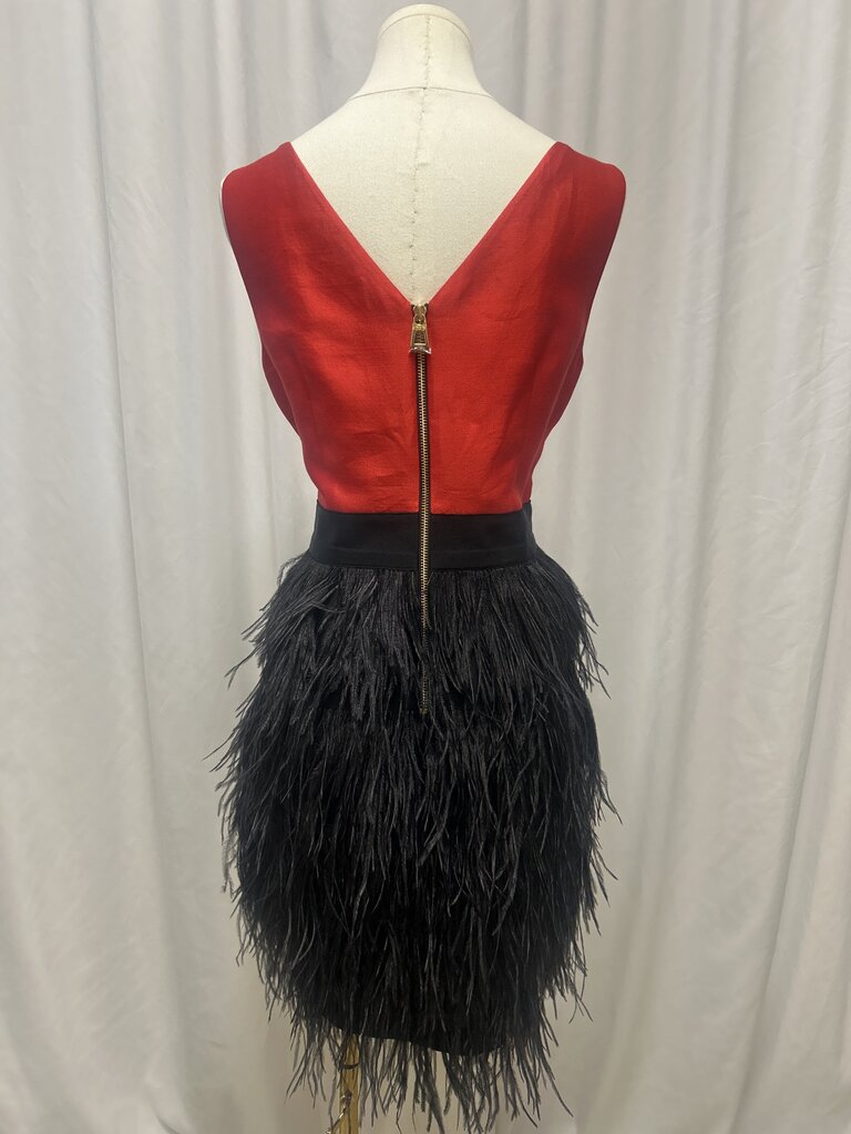 Sail to Sable Red/Black Fringe Sleeveless Dress