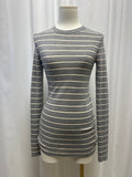 Brunello Cucinelli Sparkle Striped Crew Neck Long Sleeve