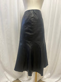 Lafayette 148 Black Leather Pleated Midi Skirt