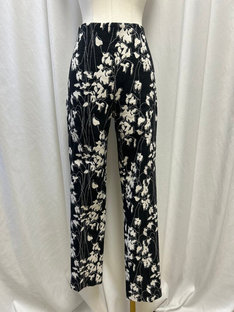 Donna Karan Black Knit Floral Pants