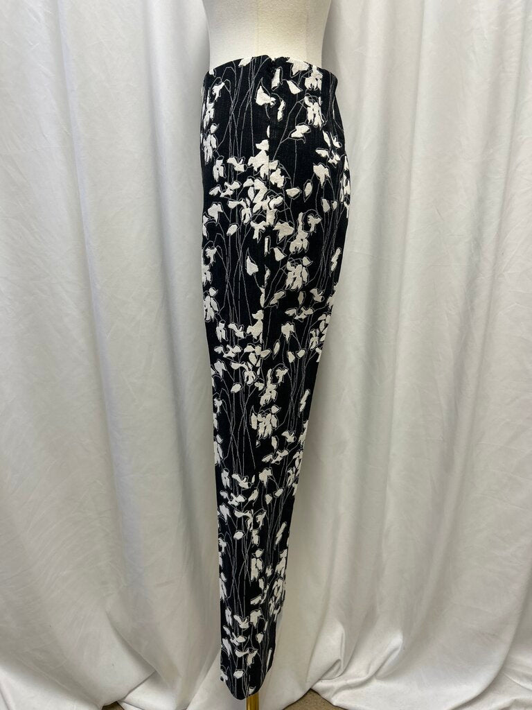 Donna Karan Black Knit Floral Pants
