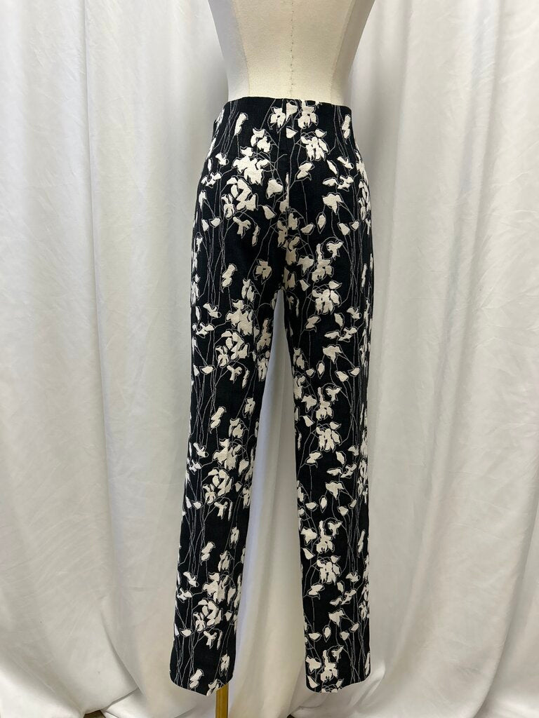 Donna Karan Black Knit Floral Pants