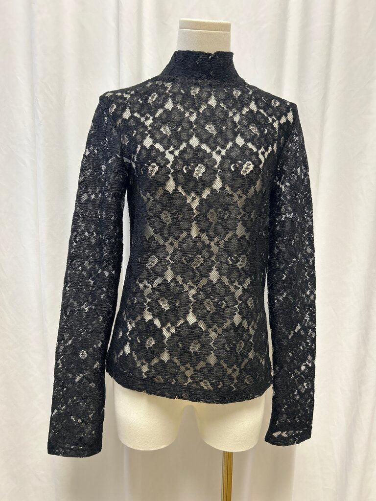 Rohe Black Lace Mock Neck NWT