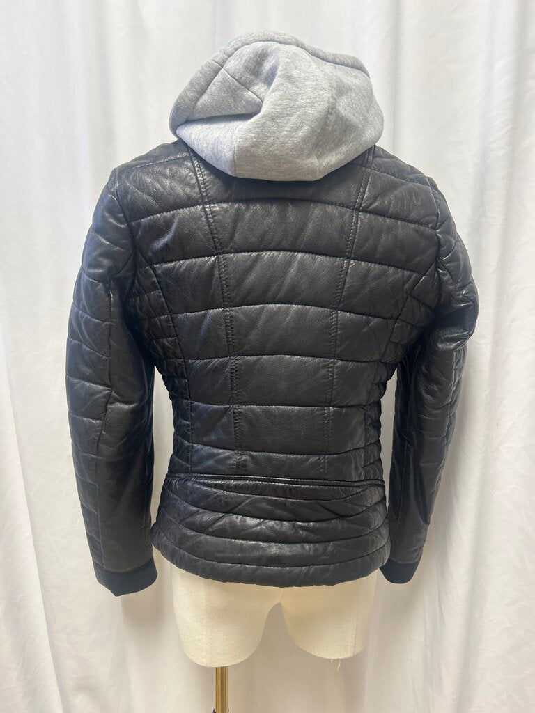 Mauritius Lamb Leather Detachable Hoodie Puffer Coat