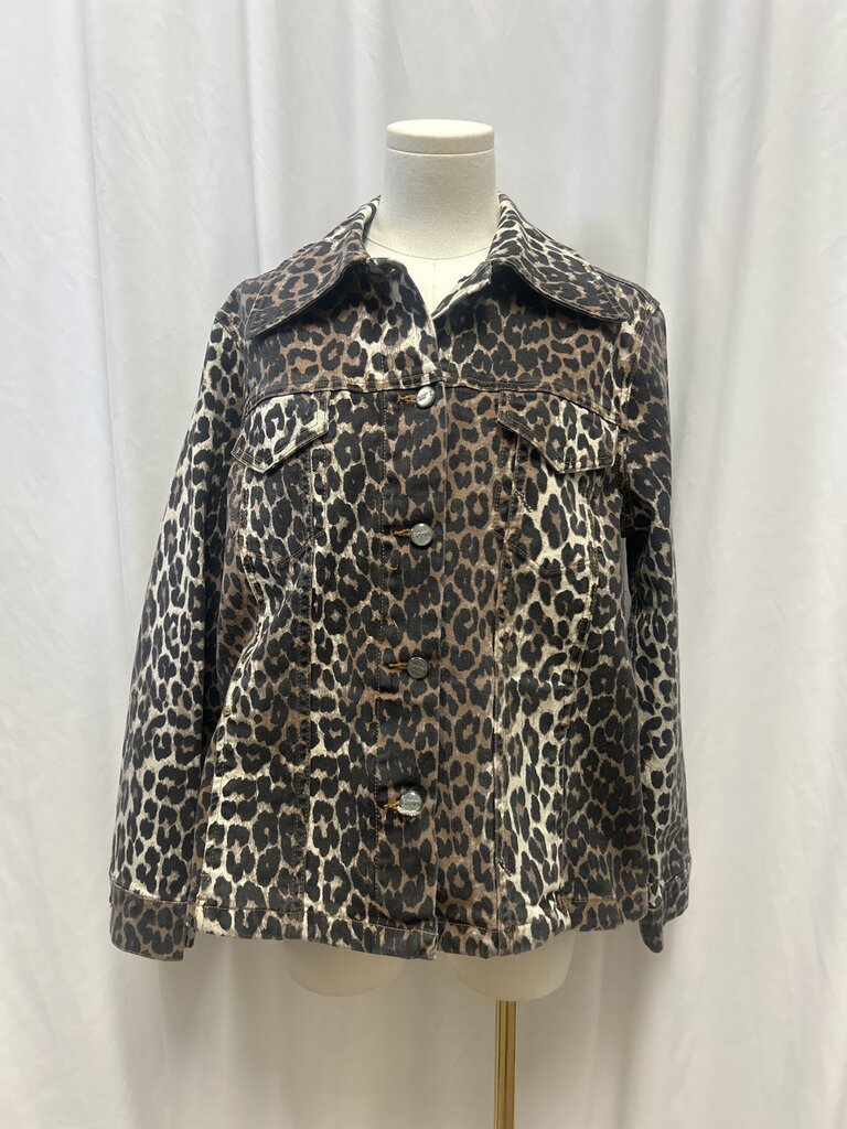 Ganni Animal Print Denim Jacket