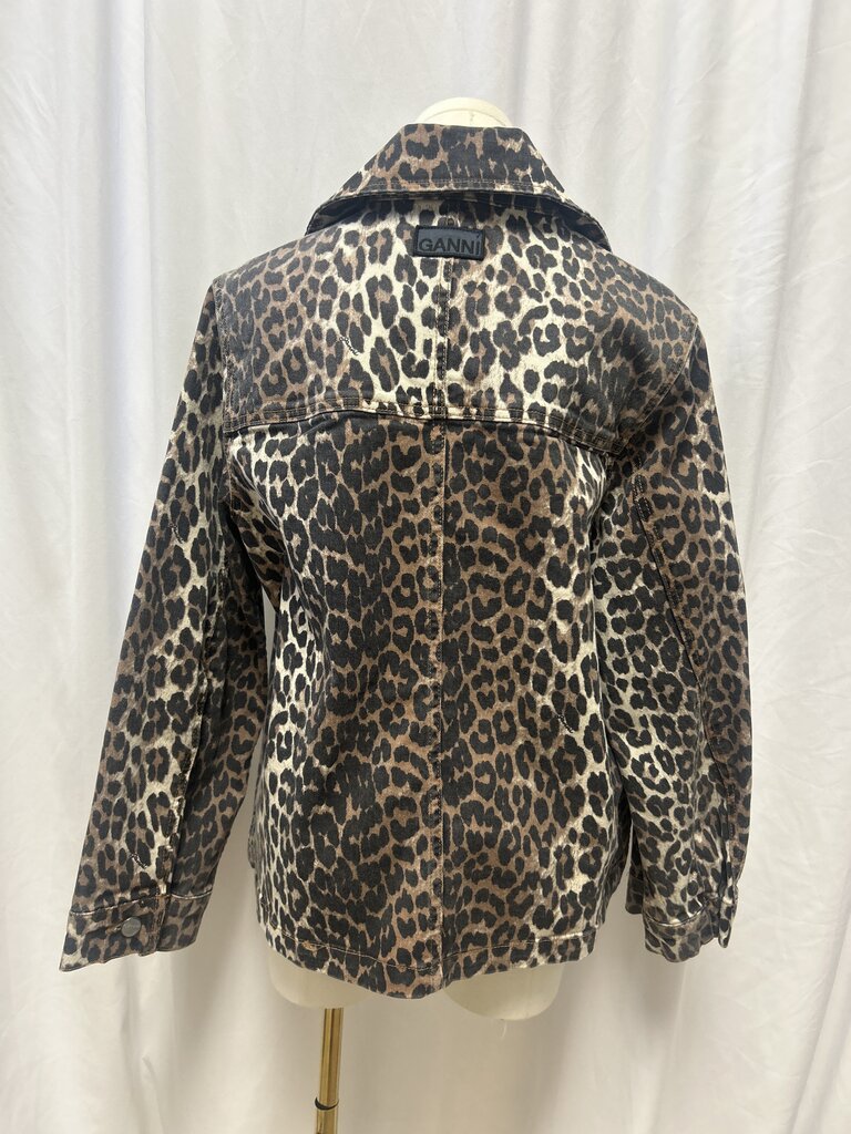 Ganni Animal Print Denim Jacket