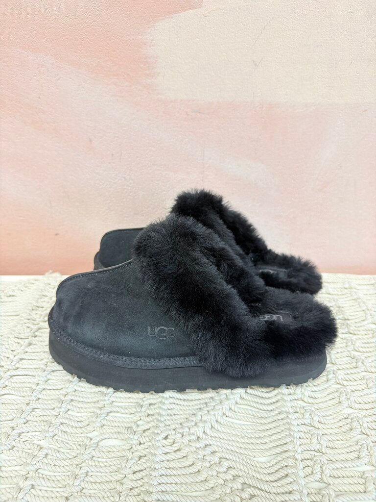 Ugg Fur Trim Suede Slide