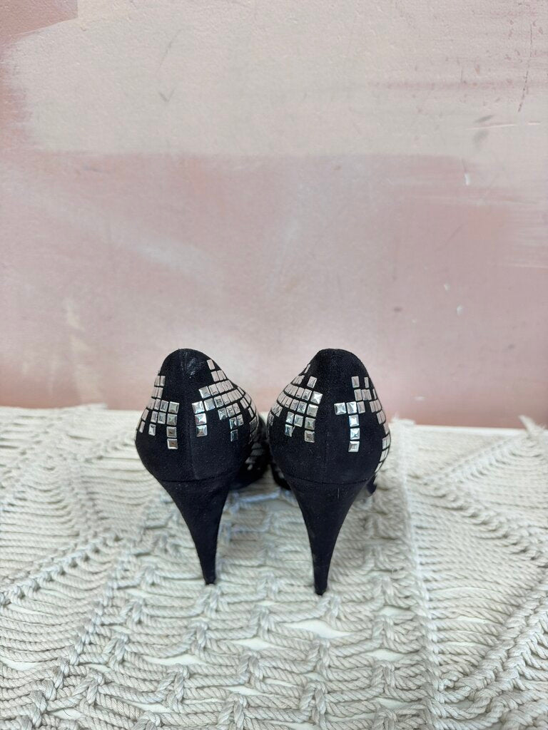 Saint Laurent Embellished Suede Pointed Toe Pump w/ Box