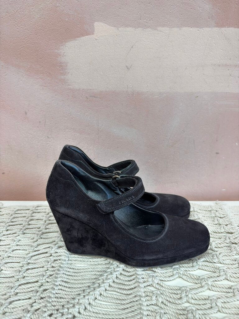 Prada Suede Wedge w/ Box and Dustbag