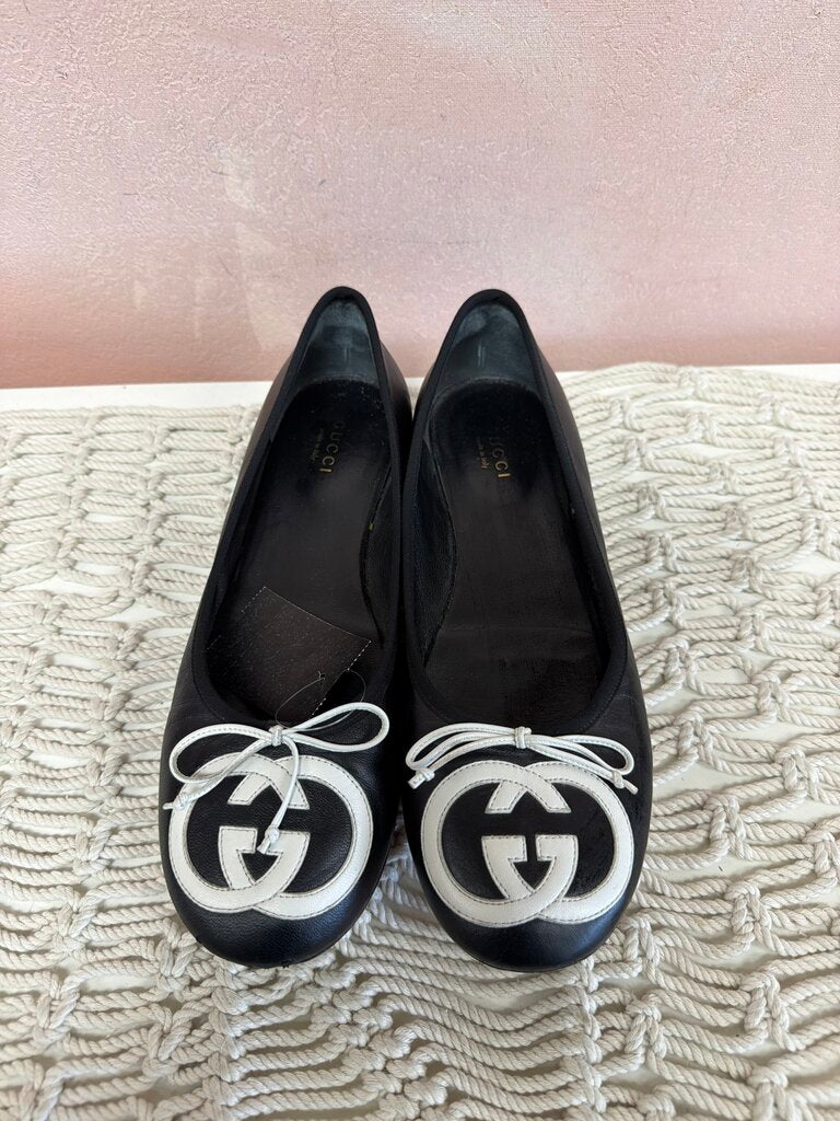 Gucci Black Interlocking G Ballet Flat