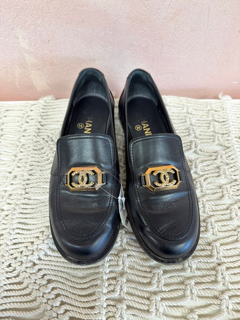 Chanel Black CC Mocassin Loafer
