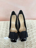 Dior Black Patent Bow Accent Block Heel Pump