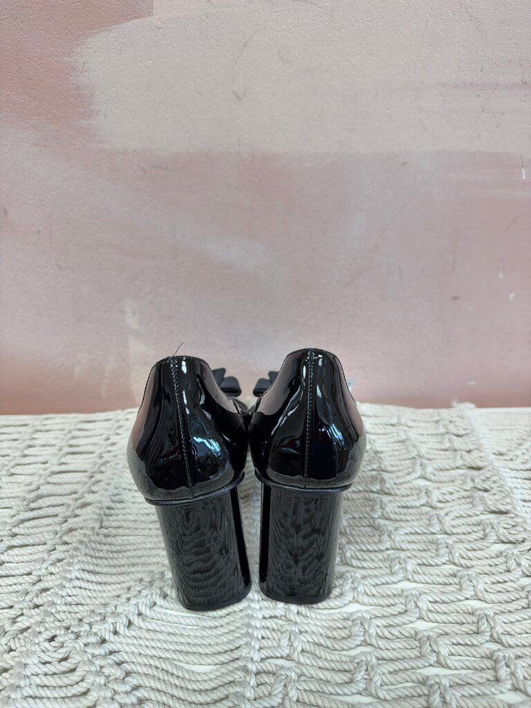 Dior Black Patent Bow Accent Block Heel Pump