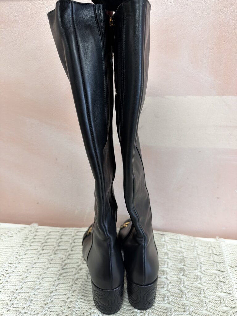 Ferragamo Black Buckle Tall Boot