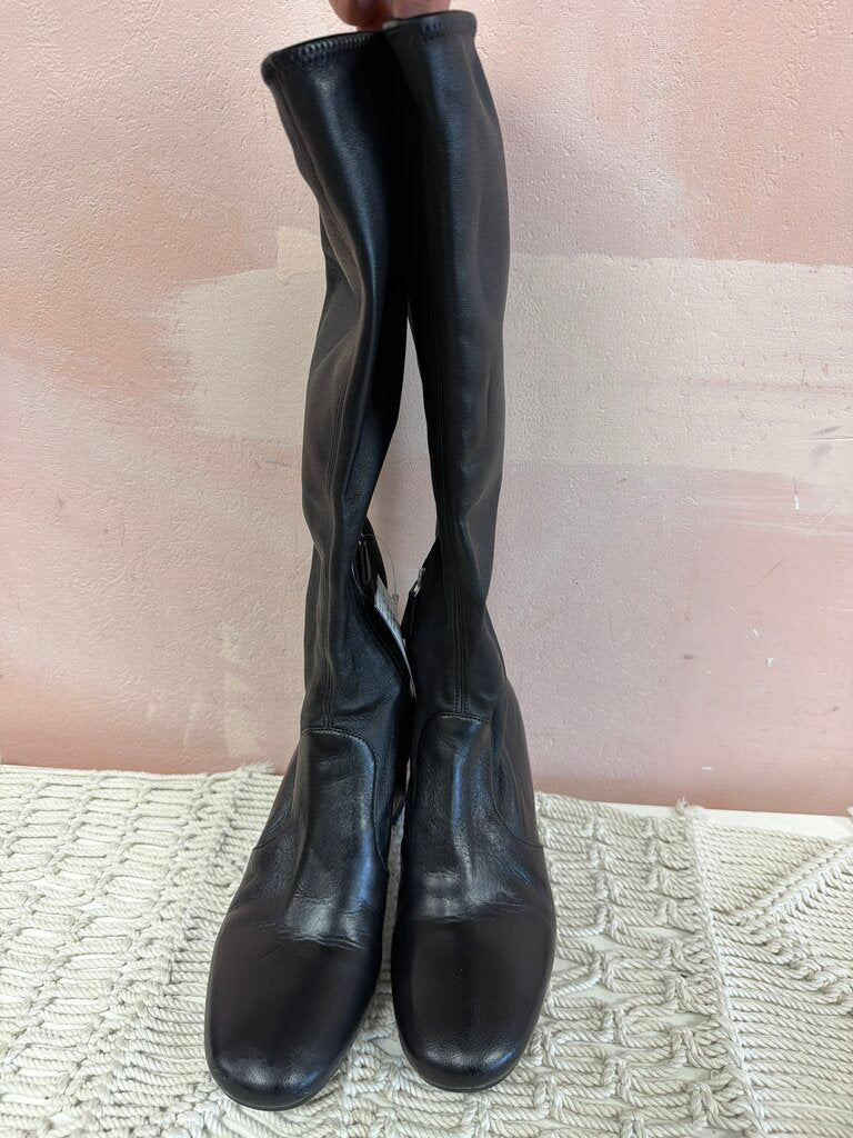 Prada Black Leather Sock Tall Boot