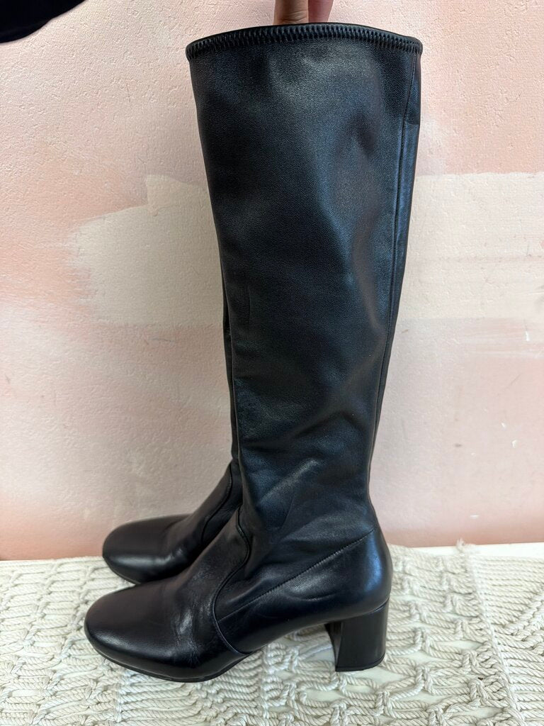 Prada Black Leather Sock Tall Boot