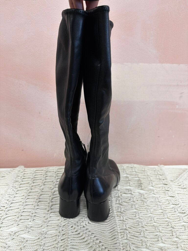Prada Black Leather Sock Tall Boot