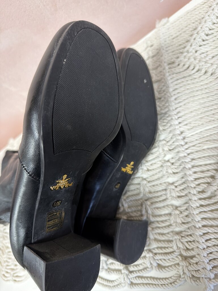 Prada Black Leather Sock Tall Boot