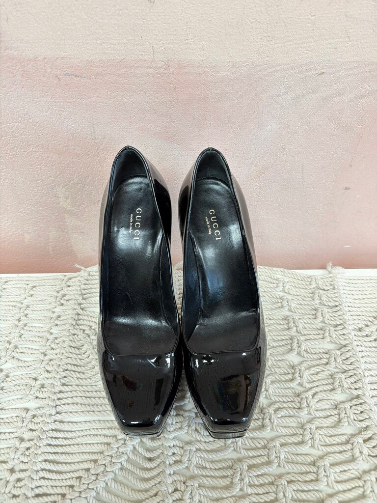 Gucci Square Toe Patent Pump