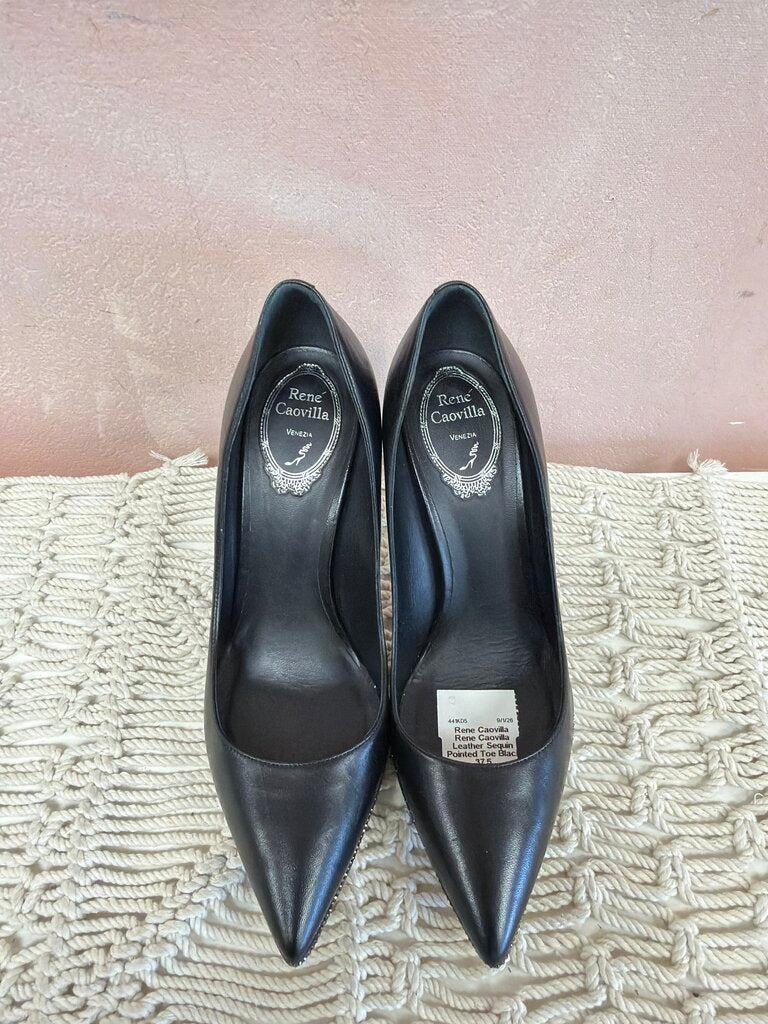 Rene Caovilla Leather Sequin Pointed Toe