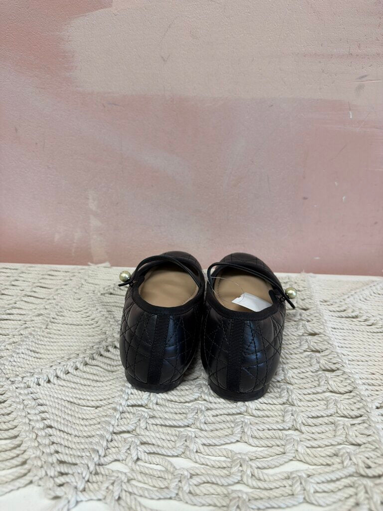 Dior Quilted Pearl Accent Leather Ballet Flat w/ Dustbag