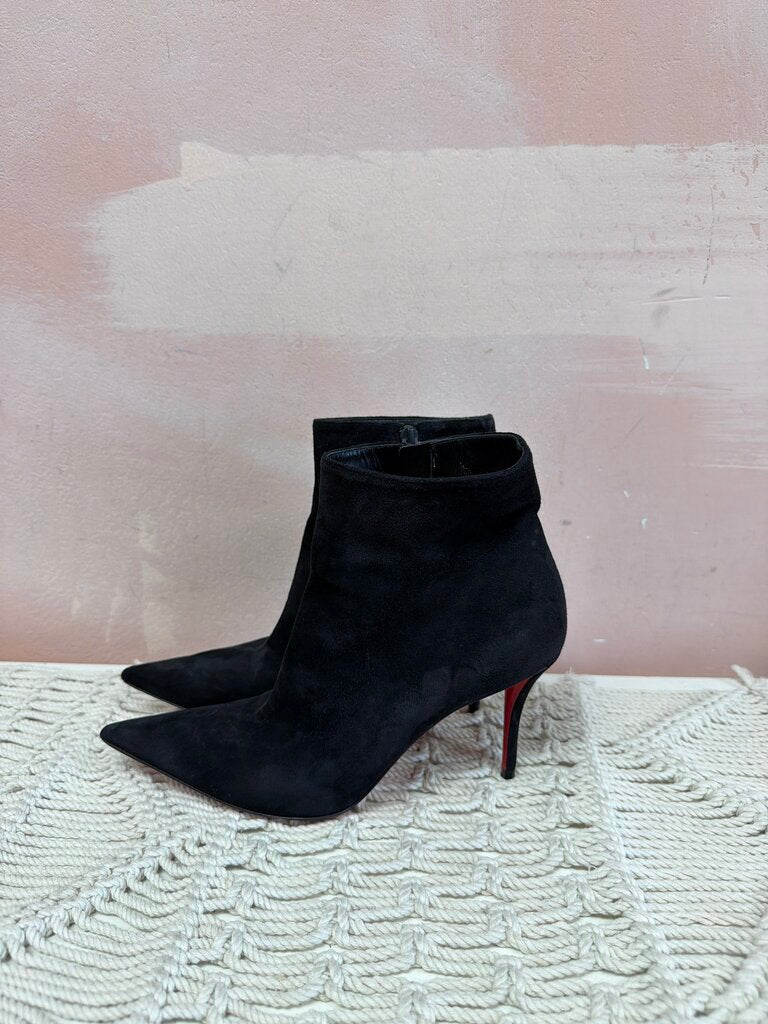 Louboutin Suede Pointed Toe Bootie