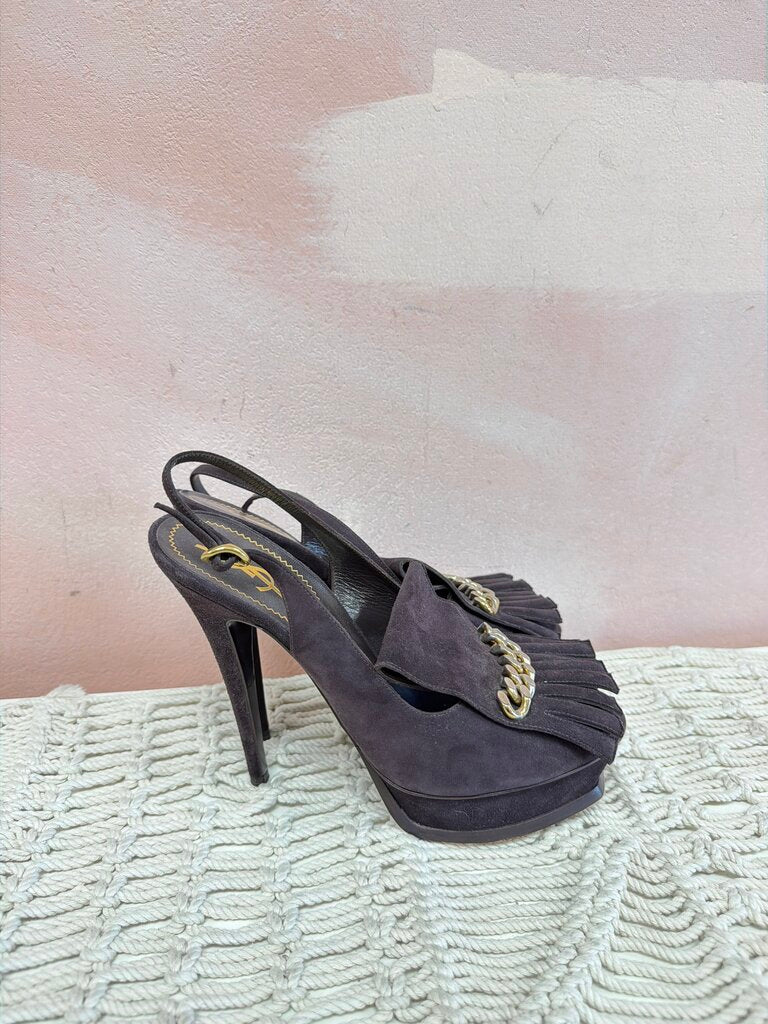 YSL Vintage Suede Platform Loafer Pumps