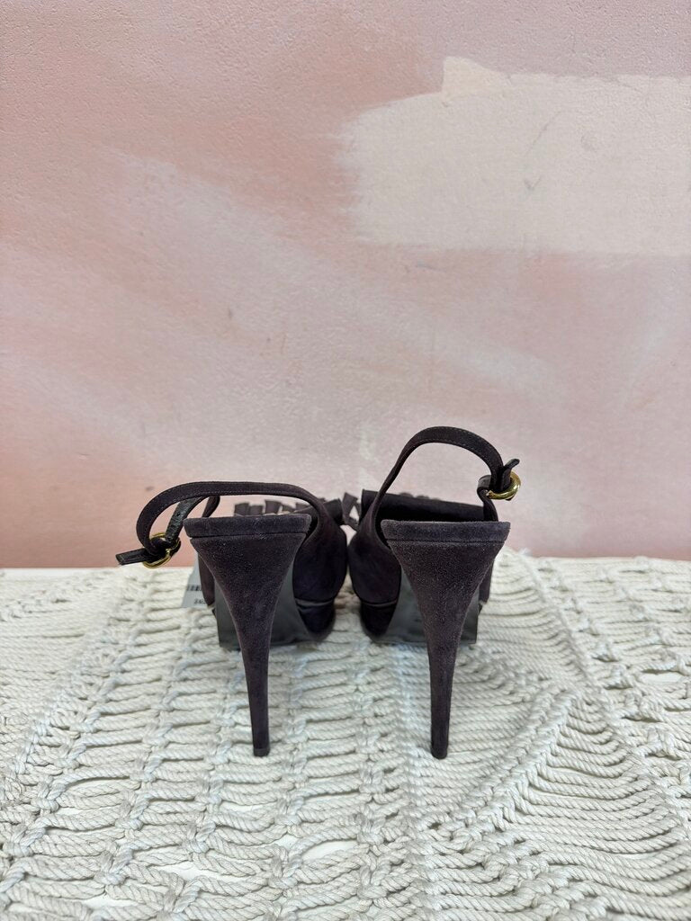 YSL Vintage Suede Platform Loafer Pumps