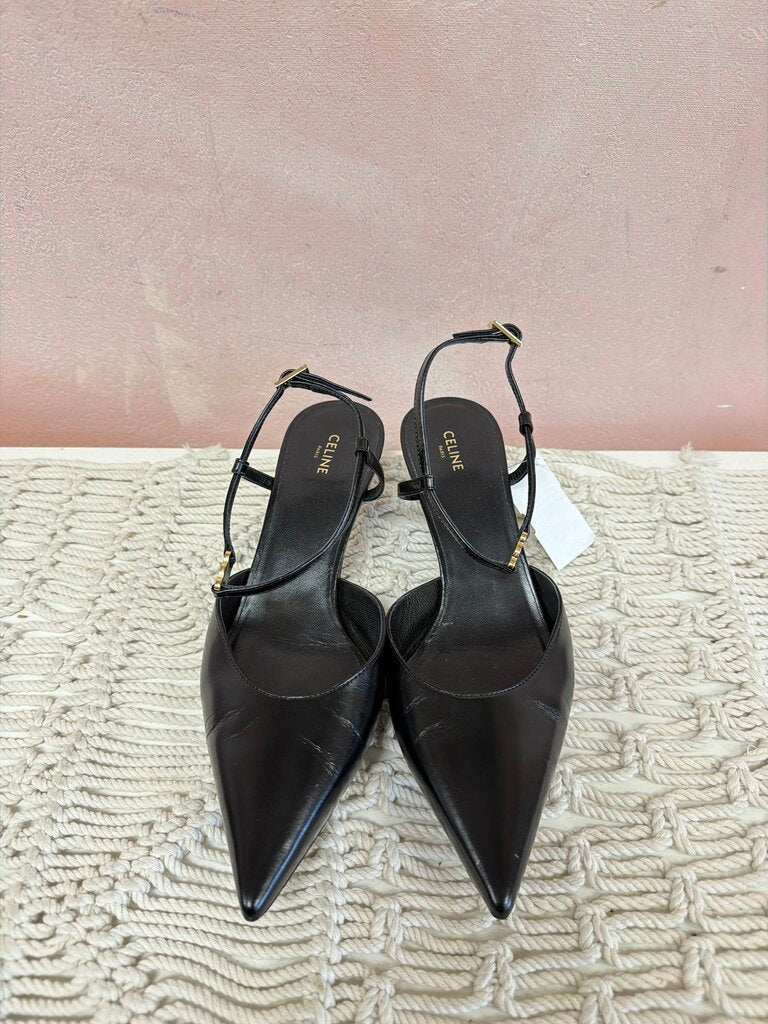 Celine Leather Pointed Toe Kitten Heel w/ Dustbag