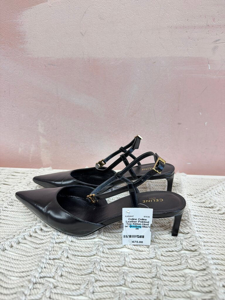 Celine Leather Pointed Toe Kitten Heel w/ Dustbag